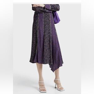 Veronica Beard Pascoe Asymmetric Paneled Floral Print Midi Skirt